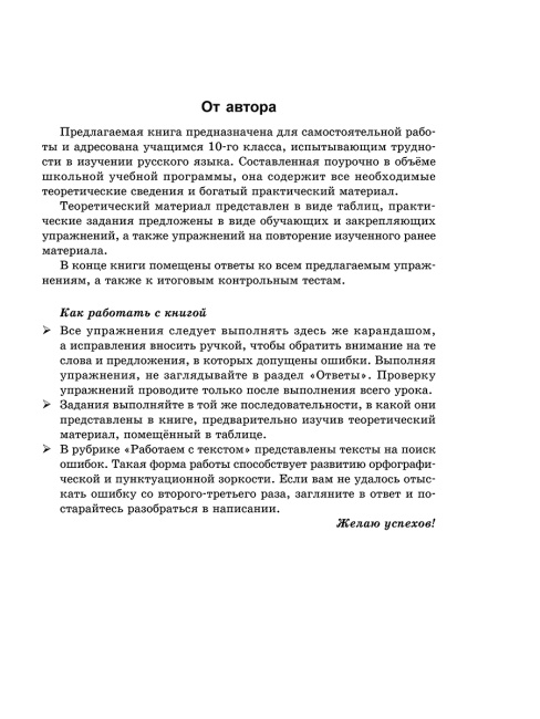 Русский язык на «отлично». 10 класс
