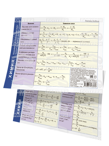 Химия. Взаимная связь между физическими величинами